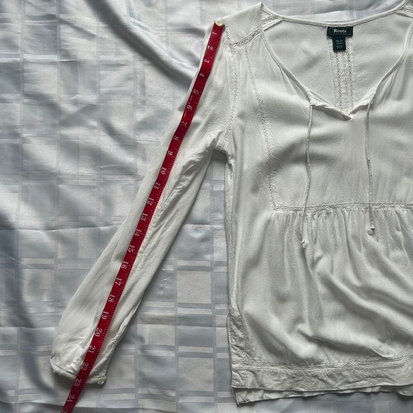 Roots Canada Rayon Linen Blend White Peasant Style Blouse - Picture 8 of 15